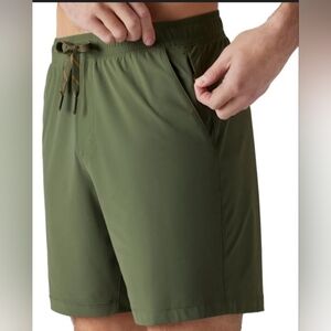 RHONE Men's Olive Green Active Swim Shorts